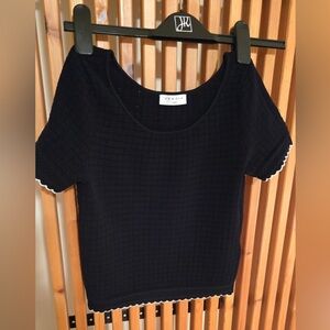 Sandro Black Knit Short Sleeve Top, Small